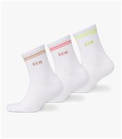 Women's Pack of 3 White Contrast Tipping Logo Embroidered Socks Gym King New Look