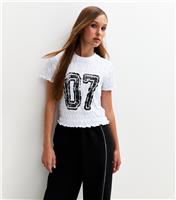 Girls' White 07 Print Shirred Top New Look