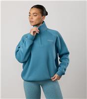 Women's Light Blue 365 Raglan Sleeve Quarter Zip Sweatshirt Gym King New Look