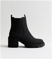Women's Wide Fit Black Faux Suede Ankle Chelsea Boots Vegan New Look