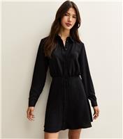 Women's Black Collared Mini Skater Dress New Look