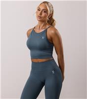 Women's Dark Blue Sculpting Seamless Tank Top Gym King New Look