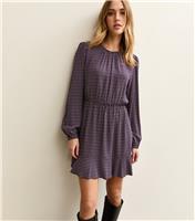 Women's Burgundy Spotty Flared Hem Mini Dress New Look