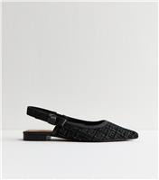 Women's Black Boucle Pointed Flats Vegan New Look