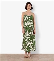 Women's Green Tropical Print Cami Dress Apricot New Look