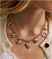 Gold Tone Charm Chain Necklace New Look