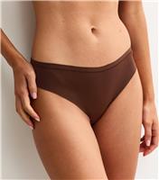 Women's Dark Brown No VPL Lace Back Brazilian Briefs New Look