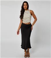Women's Black Textured Midi Skirt Urban Bliss New Look