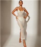 Women's White Crochet Low Back Midi Dress South Beach New Look