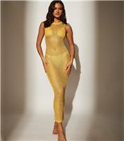 Women's Yellow Crochet Midi Dress South Beach New Look
