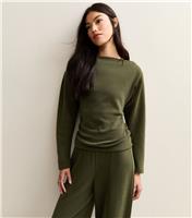 Women's Khaki Soft Touch Slash Neck Top New Look