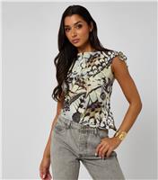 Women's Green Pattern Asymmetric Tie Top Urban Bliss New Look