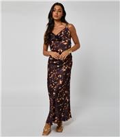 Women's Brown Pattern Cowl Neck Maxi Dress Urban Bliss New Look