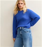 Women's Mid Blue Crew Neck Cropped Jumper Sunshine Soul New Look