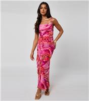 Women's Pink Floral Print Ruffle Trim Maxi Dress Urban Bliss New Look