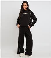 Women's Black Piped Wide Leg Joggers Urban Bliss New Look