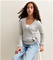 Girls' Grey Tie Side Wrap Jumper New Look