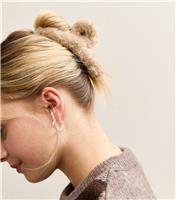 Mid Brown Faux Fur Hair Clip New Look