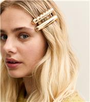 Pack Of 2 Gold Tone Twisted And Plain Hair Slides New Look