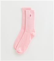 Pink Embroidered Chrismtas Candy Cane Tube Sock New Look