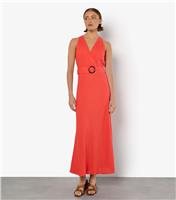 Women's Coral V-Neck Maxi Dress Apricot New Look