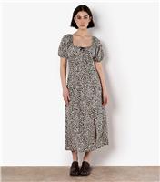 Women's Brown Animal Print Slit Hem Midi Dress Apricot New Look