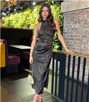 Women's Dark Brown Crocodile Print Halter Neck Midi Dress AX Paris New Look