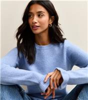 Women's Petite Light Blue Midweight Frill Trimmed Jumper New Look