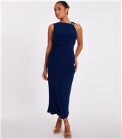 Women's Petite Navy Ring Detail Midi Dres Quiz New Look