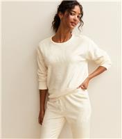 Women's Off White Fluffy Relaxed Sweatshirt New Look