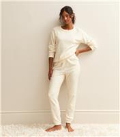 Women's Off White Fluffy Tapered Lounge Trousers New Look