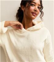 Women's Off White Fluffy Relaxed Hoodie New Look