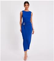 Women's Dark Blue Mesh Buckle Midaxi Dress Quiz New Look