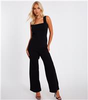Women's Black Scuba Jumpsuit Quiz New Look
