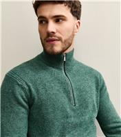 Men's Dark Green Regular Brushed Half Zip Jumper Only and Sons New Look