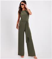 Women's Khaki Wide Leg Jumpsuit Quiz New Look