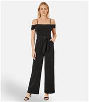 Women's Black Glittery Wide Leg Jumpsuit Yumi New Look