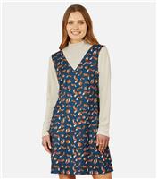 Women's Blue Fox Print Dress Yumi New Look