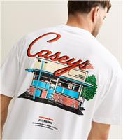 Men's White Cotton Caseys Crew Neck T-Shirt Only and Sons New Look