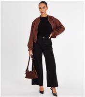 Women's Petite Black High Waisted Woven Trousers Quiz New Look