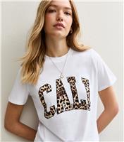 Women's White Leopard Cali Print T-Shirt New Look