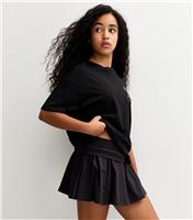 Girls' Black Folded Waist Gathered Skort New Look