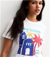 Women's White Rhodes Print T-Shirt New Look