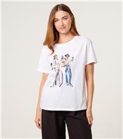 Women's White Fashionista Illustration Print T-Shirt Blue Vanilla New Look