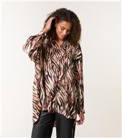 Women's Brown Zebra Print Shirt Blue Vanilla New Look