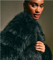 Women's Black Panelled Faux Fur Jacket New Look