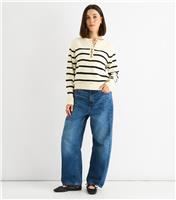 Women's Cream Stripe Knit Jumper Gini London New Look