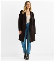 Women's Brown Longline Coat Gini London New Look