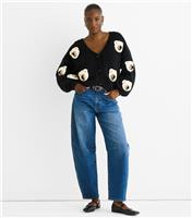 Women's Black Contrast Teddy Crochet Cardigan Gini London New Look