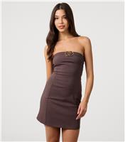 Women's Brown Bandeau Mini Dress Pink Vanilla New Look